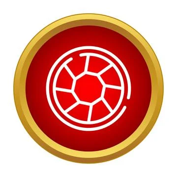 Camera lens aperture icon on red circle Stock Illustration
