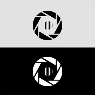 Camera lens aperture logo design for photography studio or film production Stock Illustration