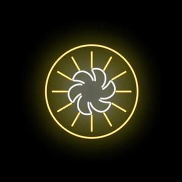 Camera lens aperture shutter icon glowing neon Illustrazione stock