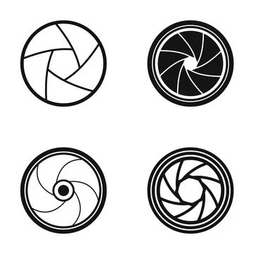 Camera lens aperture shutter icons set Иллюстрация