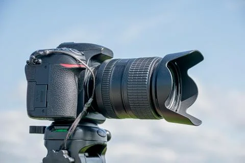 Camera with lens attached Stock Photos