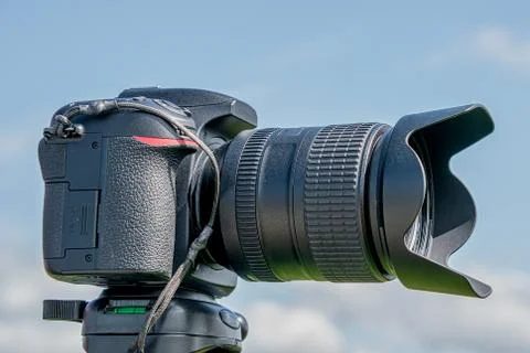 Camera with lens attached Stock Photos