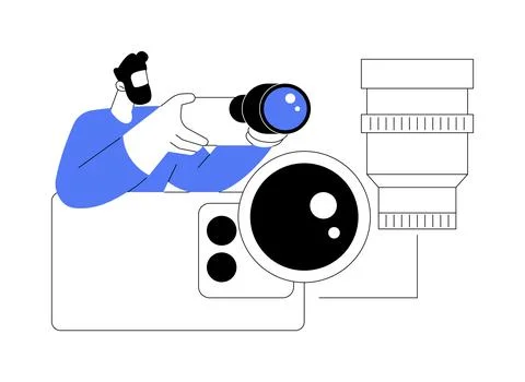 Camera lens attachment isolated cartoon vector illustrations. Ilustración de archivo