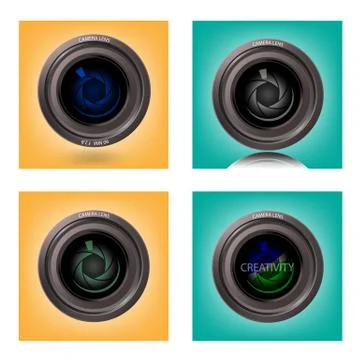 Camera lens on background,len symbol,camera sign, Stock Illustration