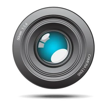 Camera lens blue glass with reflection illustration Stock Illustration