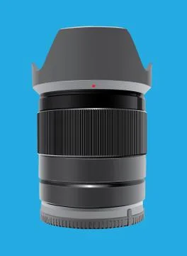 Camera Lens on blue, vector illustration Illustrazione stock