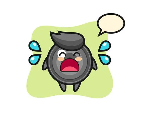 Camera lens cartoon illustration with crying gesture Stock Illustration