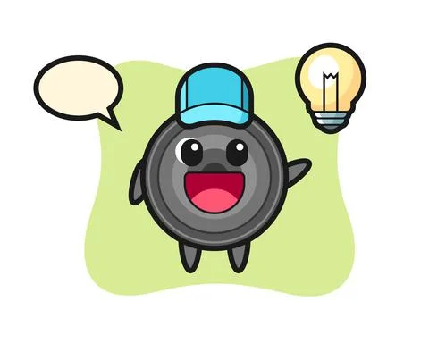 Camera lens character cartoon getting the idea Stock Illustration