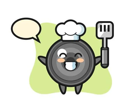 Camera lens character illustration as a chef is cooking Stock Illustration