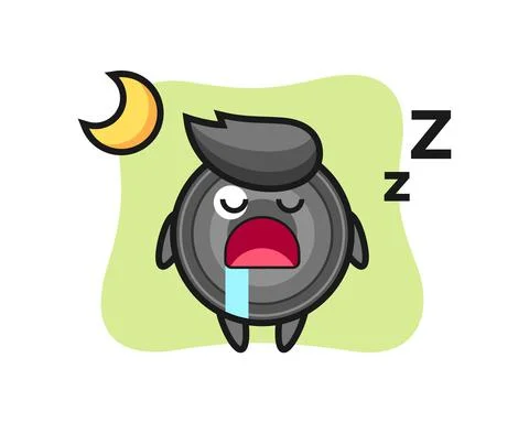 Camera lens character illustration sleeping at night Stock Illustration