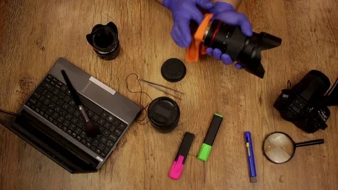 Camera lens cleaning Stock Footage 72248342