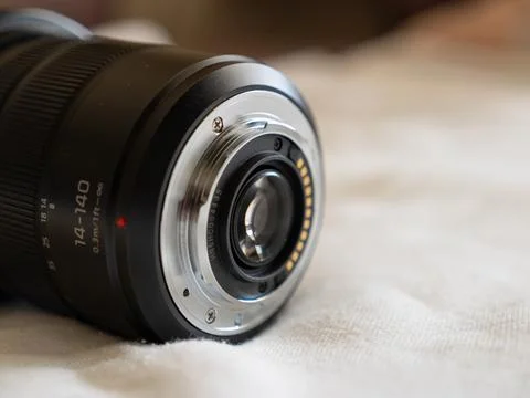 Camera lens close-up home studio equipment indoor macro perspective creativ.. Stock Photos