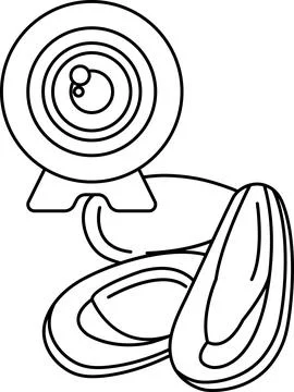 A camera lens is drawn in black and white Stockillustratie