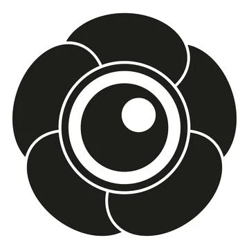 Camera lens flower eye abstract black white icon Stock Illustration