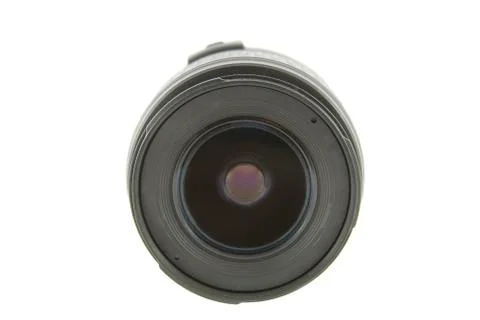 Camera lens front shot isolated on white background Stock Photos
