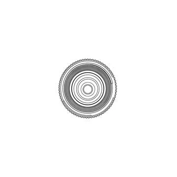 Camera lens front view optical glass element drawing Stock Illustration
