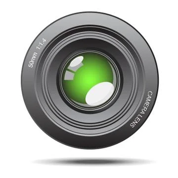 Camera lens green glass with reflection illustration Stock Illustration