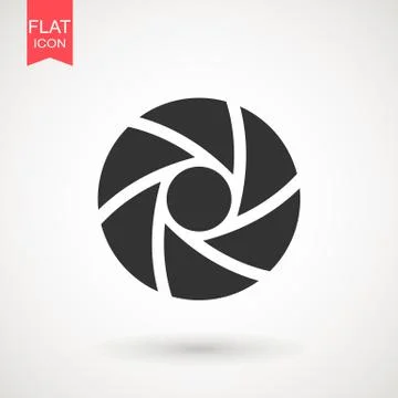 Camera Lens icon flat. Camera objective icon symbol . Shutter icon. Stock Illustration
