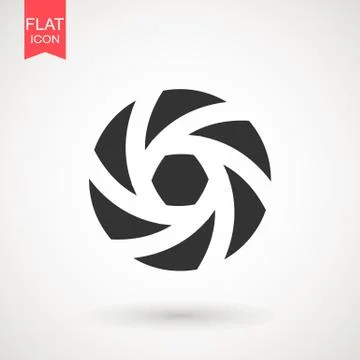 Camera Lens icon flat. Camera objective icon symbol . Shutter icon. Stock Illustration
