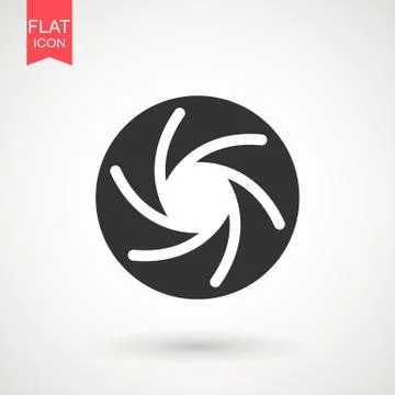 Camera Lens icon flat. Camera objective icon symbol . Shutter icon. Stock Illustration