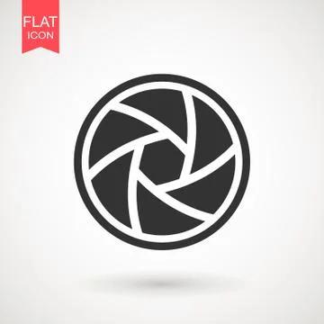 Camera Lens icon flat. Camera objective icon symbol . Shutter icon. Stock Illustration