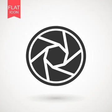 Camera Lens icon flat. Camera objective icon symbol . Shutter icon. Stock Illustration