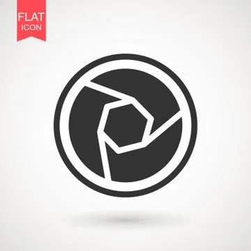 Camera Lens icon flat. Camera objective icon symbol . Shutter icon. Stock Illustration