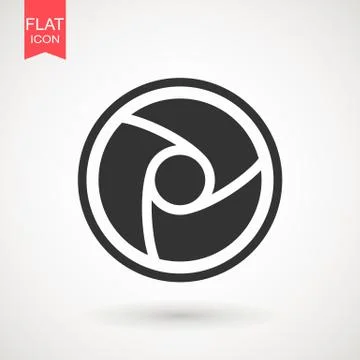 Camera Lens icon flat. Camera objective icon symbol . Shutter icon. Stock Illustration