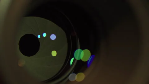 Camera Lens iris aperture closes quickly in close up Stock Footage 245302143