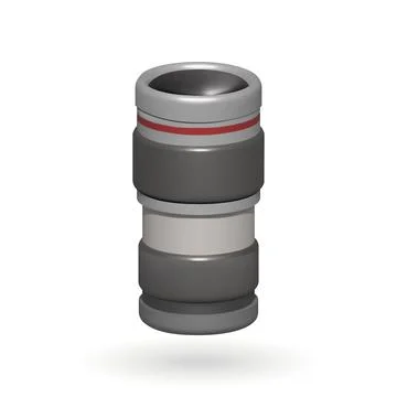 Camera lens isolated vector 3d icon. camera lens 3d illustration. Illustrazione stock