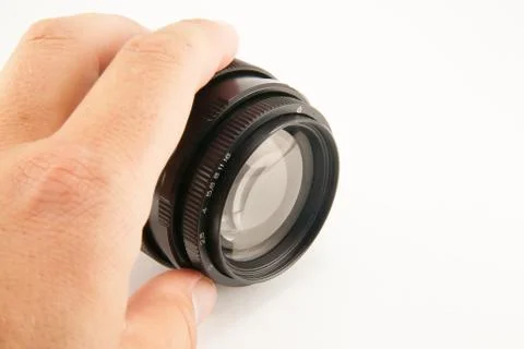 Camera lens isolated on white background Stock Photos