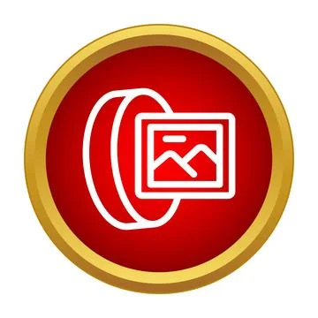 Camera lens with landscape image icon concept 库存插图