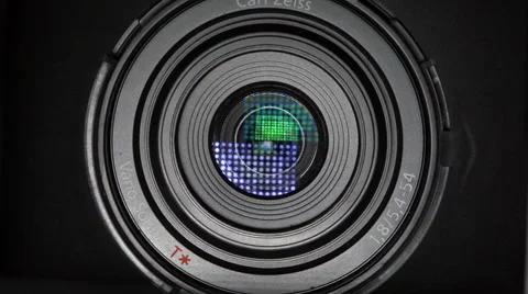 Camera lens light reflection on black Stock Video Pond5