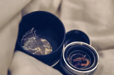 Camera Lens Light Reflection Foto stock