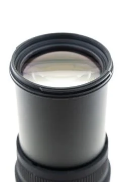 Camera lens long close up isolated background vertical photo Stock Photos