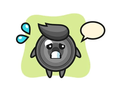 Camera lens mascot character with afraid gesture Stock Illustration