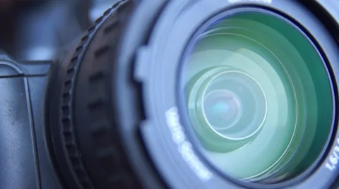 The camera lens with a moving lens and focus rings on the inside.. Stock Footage 48438782