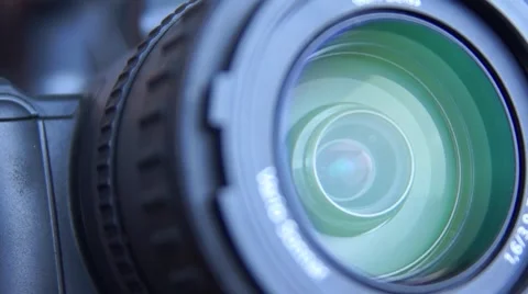 The camera lens with a moving lens inside. Stock Footage 48438777