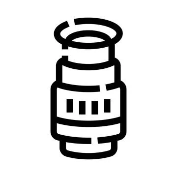 Camera lens optical equipment line art icon Stock Illustration