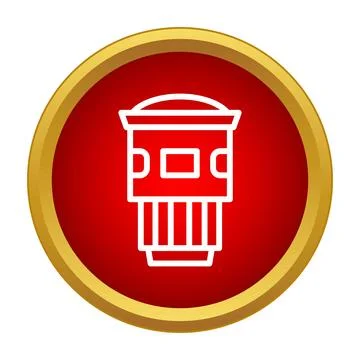 Camera lens outline icon in red circle 스톡 일러스트