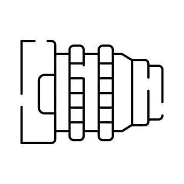 Camera lens outline icon representing photography equipment Stock Illustration