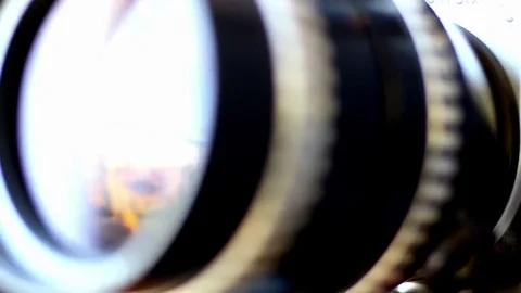 Camera Lens Panning and Taking Pictures Diaphragm Stock Footage 70646531