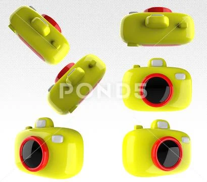 Camera with lens for photography PSD Template