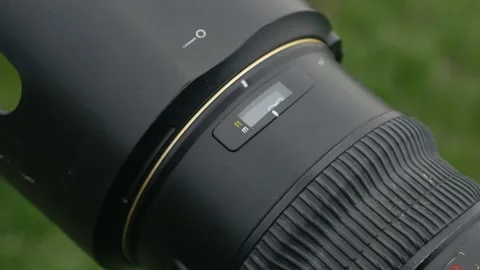 Camera lens picking focus indicator Video stock 253708740