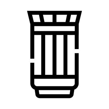 Camera lens professional optical equipment line art icon Stock Illustration