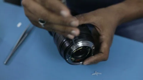 Camera lens repair Stock Footage 122661452