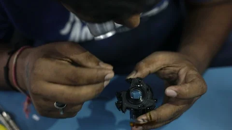Camera lens repair Stock Footage 122661481