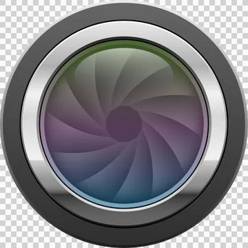 Camera lens representation with colorful gradient effect and circular apert.. Stock Illustration