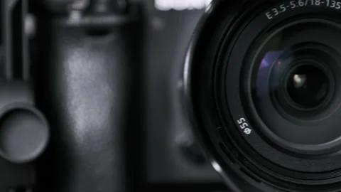 The Camera Lens Rotates, Lights Reflecting Off Glass, Robotic Camera Movement Stock-Footage 171316044