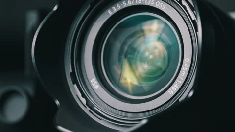 The Camera Lens Rotates, Lights Reflecting Off Glass, Robotic Camera Movement Stock-Footage 171316359